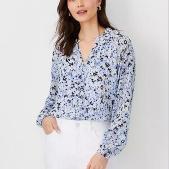 Floral Blue Women's Top - Picture 3 of 8